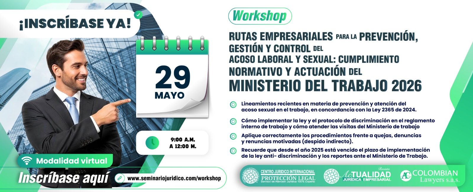 Flyer del seminario sobre reglamento interno de trabajo 2026
